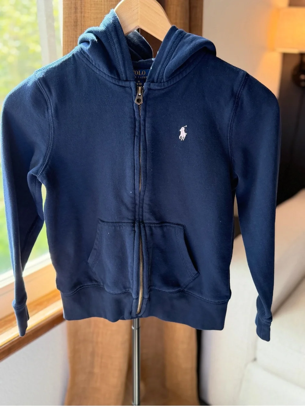 Polo by Ralph Lauren Girls Navy Fleece Filk-Zip Hoodie sz 8-10